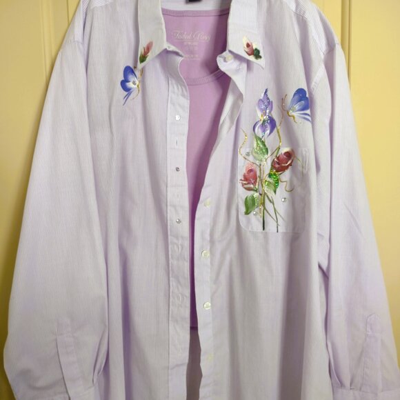 2-Piece Shirt & Tank Top Set Lavender Sz XL LasOlas + Faded Glory - Picture 2 of 7